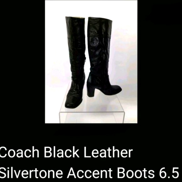 COACH Signature leather chunky heel boots 😍Rare HTF zipper - Picture 10 of 12